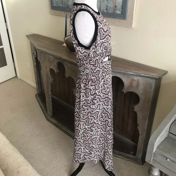 NWOT A.L.C. Sandra Floral Silk Cutout Midi Dress Black Ginger Smocked Panel 8 - Picture 8 of 11